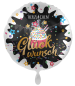 Preview: Folienballon - Herzlichen Glückwunsch, schwarz Muffin - ø 43cm